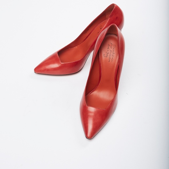 ❌ NWT Santoni Red Leather Stiletto Italian Pump - Picture 3 of 8